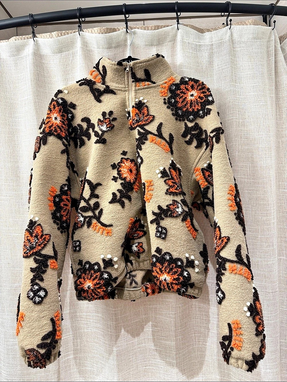 Kith Floral Queensbridge Quarter Zip Teddy Jacket Size Small